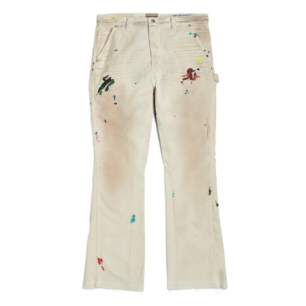 RARE- Gallery Dept. Straight Leg Jeans in Cream with Paint Splatter